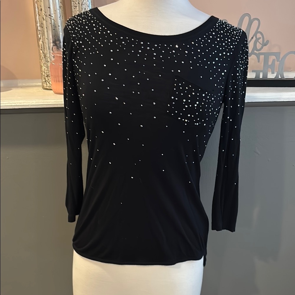 Elegant Black Studded Women's Top